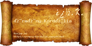Örmény Kordélia névjegykártya
